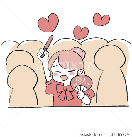 Illustration of a woman enjoying her favorite idol's concert Illustration of a woman enjoying her favorite idol's concert 133565879