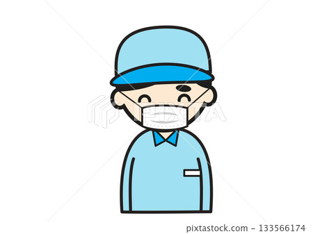 圖:一名戴著口罩的男性運輸公司員工 圖:一名戴著口罩的男性運輸公司員工 133566174