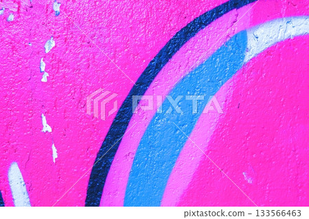 Bold Graffiti Art in Vibrant Pink and Blue with Curved Lines for 80s Street Aesthetic 133566463