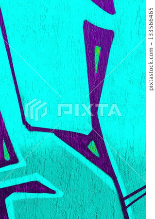 Abstract Turquoise and Purple Geometric Graffiti Art with 80s Vibe 133566465