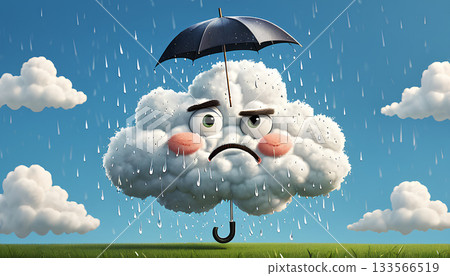 cute bear flying out the blue sky with clouds 133566519