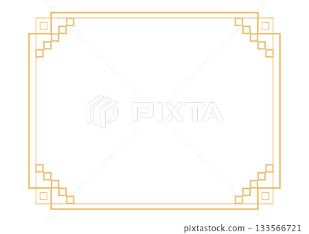 Gold asian Korean traditional frames, line borders with knot corners ornament. Decoration border, divider for banner, certificate. Gold asian Korean traditional frames, line borders with knot corners ornament. Decoration border, divider for banner, certificate. 133566721