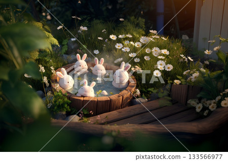 可愛的兔子享受溫泉(3D)/ Mamio Design 療癒系動物系列 可愛的兔子享受溫泉(3D)/ Mamio Design 療癒系動物系列 133566977