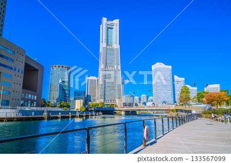 Yokohama cityscape, Japan, November 26th. In front of Sakuragicho Station. Views of Yokohama Landmark Tower and Nippon Maru. Towards tomorrow Yokohama cityscape, Japan, November 26th. In front of Sakuragicho Station. Views of Yokohama Landmark Tower and Nippon Maru. Towards tomorrow 133567099