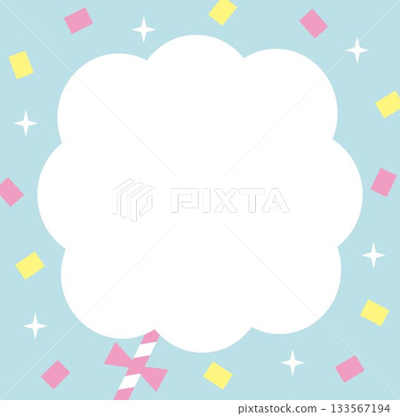 Fluffy cotton candy frame illustration square 133567194
