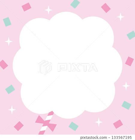 粉紅色蓬鬆棉花糖邊框插圖 133567195