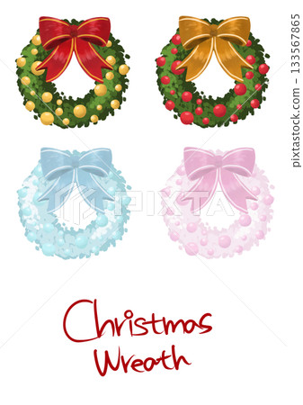 [透明PNG] 聖誕花圈（4種款式） 133567865