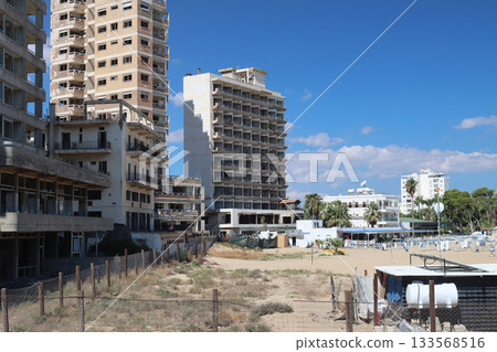 Cipro, famagusta,area militare abandoned building window showing decay in varosha famagusta cyprus 133568516