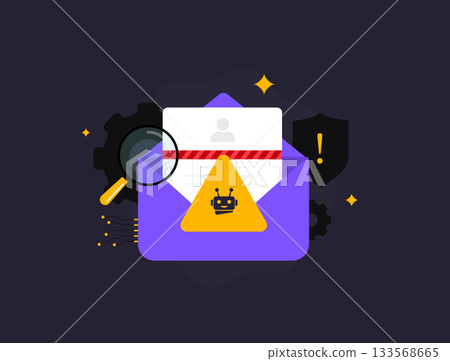 Cybersecurity ai phishing email scam attack prevention tools counter threats as ai smart systems detect e-mail fraud and guide users against deepfake tricks and malicious emails vector illustration Cybersecurity ai phishing email scam attack prevention tools counter threats as ai smart systems detect e-mail fraud and guide users against deepfake tricks and malicious emails vector illustration 133568665