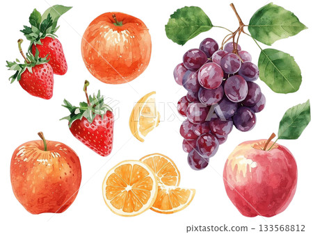 水彩水果插圖（透明背景PNG） 133568812