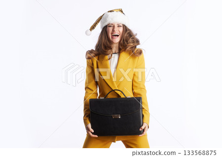 Laughing Businesswoman Ready for Holiday Business 133568875