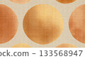 Warm beige linen-textured background with hand-drawn uneven circles in muted terracotta. Imperfect organic minimalism. Subtle paper grain overlay. 133568947