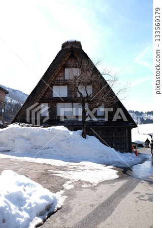 Shirakawa-go with snow 133569179