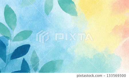 水彩植物剪影背景自然漸層設計 133569300