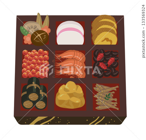 Illustration of osechi dishes 133569324
