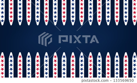 Red and blue stars and stripes create a festive border for celebrations and events	 133569650