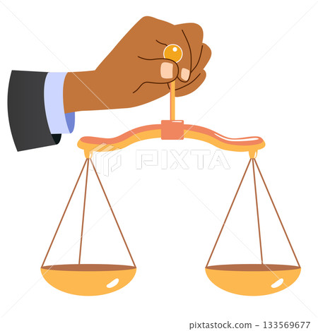 Male Hand Holding Scale Legal Concept Cartoon Vector Illustration Male Hand Holding Scale Legal Concept Cartoon Vector Illustration 133569677