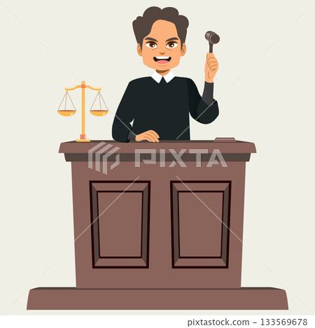 Male Judge Holding Gavel Cartoon Vector Illustration Male Judge Holding Gavel Cartoon Vector Illustration 133569678