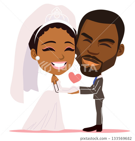 Wedding Day Young Couple Cartoon Vector Illustration 133569682