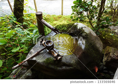 京都大原邪光院花園中的石盆 133569846