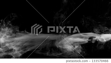 Super Slow Motion of White Surface Smoke Texture Isolated on Black Background. VFX element for overlay. Super Slow Motion of White Surface Smoke Texture Isolated on Black Background. VFX element for overlay. 133570466