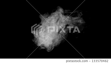 Super Slow Motion of White Rounded Smoke Texture Isolated on Black Background. VFX element for overlay. Super Slow Motion of White Rounded Smoke Texture Isolated on Black Background. VFX element for overlay. 133570482