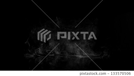 Super Slow Motion of White Rounded Smoke Texture Isolated on Black Background. VFX element for overlay. 133570506