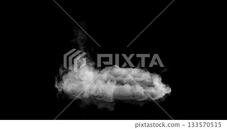 Super Slow Motion of White Rounded Smoke Texture Isolated on Black Background. VFX element for overlay. 133570515