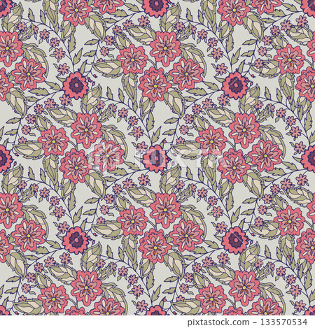 Decorative Blooming Floral Garden Pattern 133570534