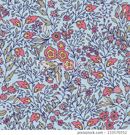 Light Blue Botanical Floral Vector Pattern Light Blue Botanical Floral Vector Pattern 133570552