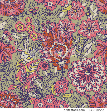 Vibrant Floral Garden Vector Illustration 133570554