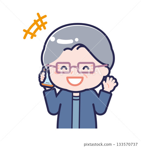 一位身著休閒裝的「老年」女性正在使用智慧型手機 一位身著休閒裝的「老年」女性正在使用智慧型手機 133570737