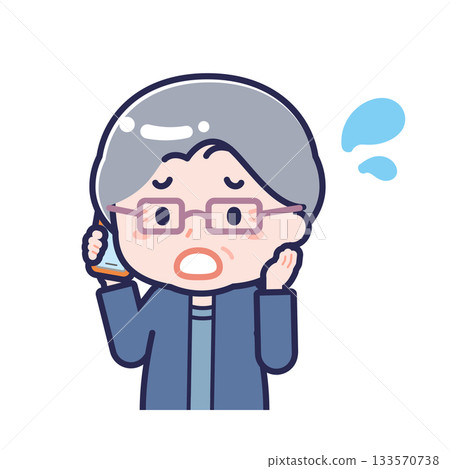 A "senior" woman in casual clothes using a smartphone A "senior" woman in casual clothes using a smartphone 133570738