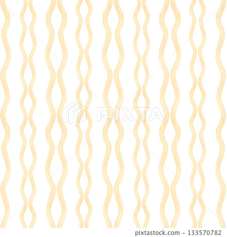 Wavy vertical stripes of different widths in yellow colors seamless patten on isolated background. Hand painted beige abstract brush striped watercolor illustration for interior decor, wallpaper. 133570782