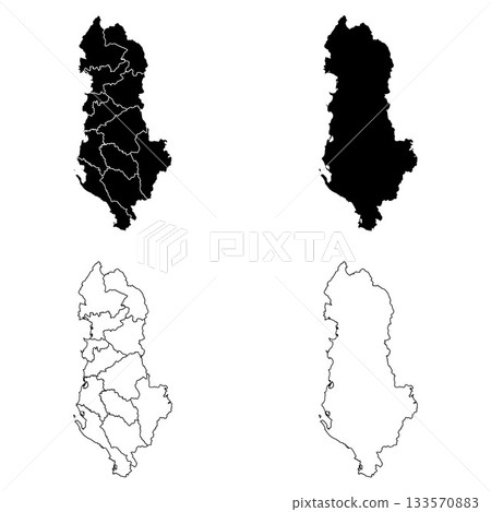 Albania Outline and Solid Fill Map Set. 133570883
