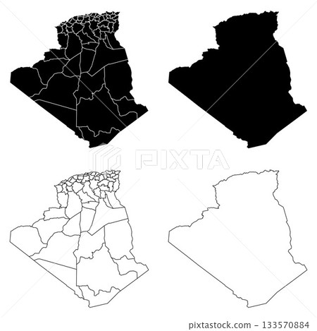 Algeria Outline and Solid Fill Map Set. Algeria Outline and Solid Fill Map Set. 133570884