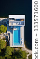 Aerial view of an expensive private villa with a swimming pool 133571600