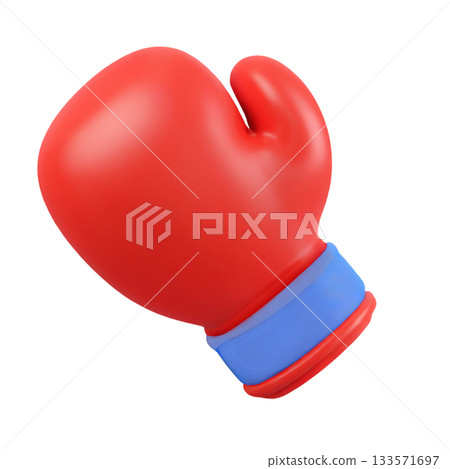 3D Boxing Glove Icon for Sports and Fitness Stock Image, Red Protective Gear Icon for Athletic Branding 133571697