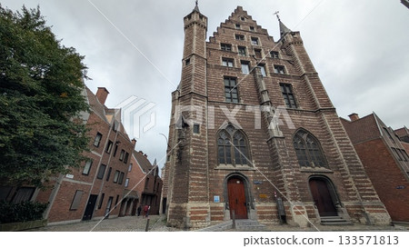 Historic brick buildings in Antwerp 133571813