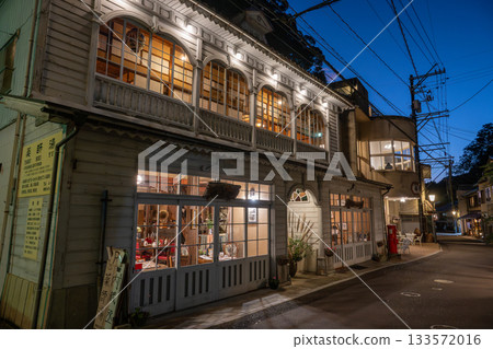 Yunotsu Onsen Main Street night view Yunotsu Onsen Main Street night view 133572016