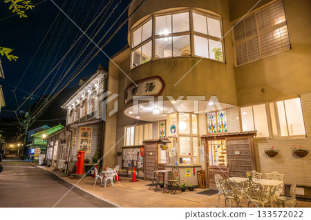 Yunotsu Onsen Main Street night view Yunotsu Onsen Main Street night view 133572022