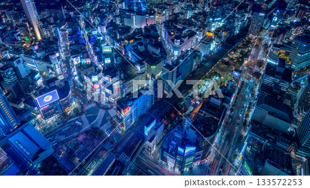 Shibuya Scramble Crossing at night 133572253