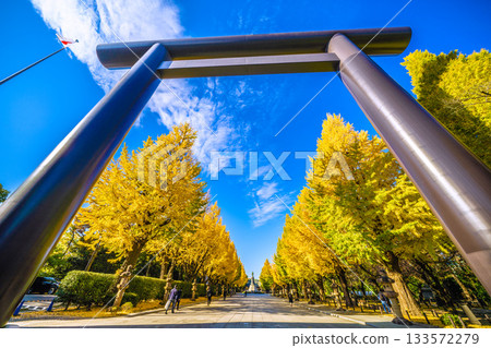 Tokyo cityscape in Japan. Beyond that sky... We must never forget the tragedy of that day = November 21, Yasukuni Shrine 133572279