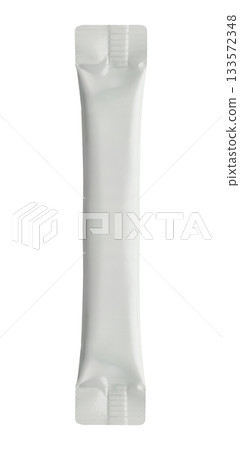 Blank white sachet packaging for food cosmetic and medicine isolated on white background Blank white sachet packaging for food cosmetic and medicine isolated on white background 133572348