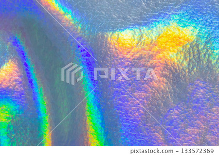 Holographic rainbow foil iridescent leather texture abstract hologram background 133572369