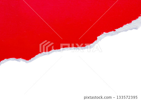 Red ripped paper torn edges strips isolated on white background 133572395