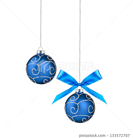 Christmas blue ornament isolated on white background Christmas blue ornament isolated on white background 133572787