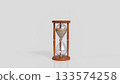 Classic Wooden Hourglass with Flowing Sand 3d render. 133574258