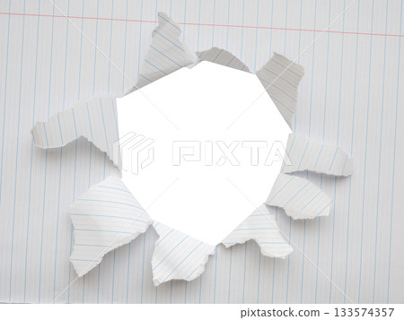Torn ripped paper hole isolated on white background Torn ripped paper hole isolated on white background 133574357