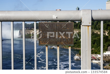 International Boundary Line between Canada and United State at Niagara Falls 133574584